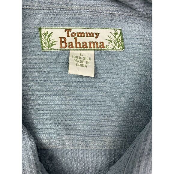 Tommy Bahama Button Up Shirt Mens Large 100% Silk Collared Short Sleeve Green - Picture 7 of 8